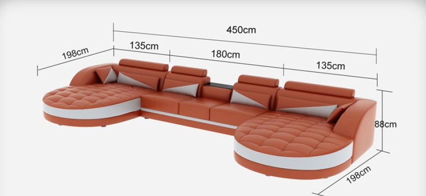 Modern Leather Sofa Corner sofa Upholstery Living room Corner sofa U-shape Living landscape USB