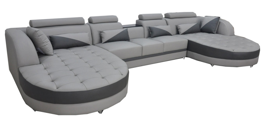 Living landscape Bed function Gray Corner sofa U-shape Couch Design Upholstery USB new
