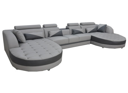 Living landscape Bed function Gray Corner sofa U-shape Couch Design Upholstery USB new