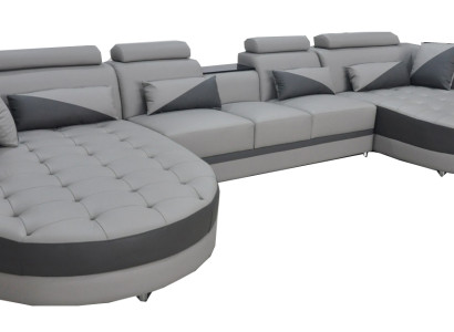 Living landscape Bed function Gray Corner sofa U-shape Couch Design Upholstery USB new