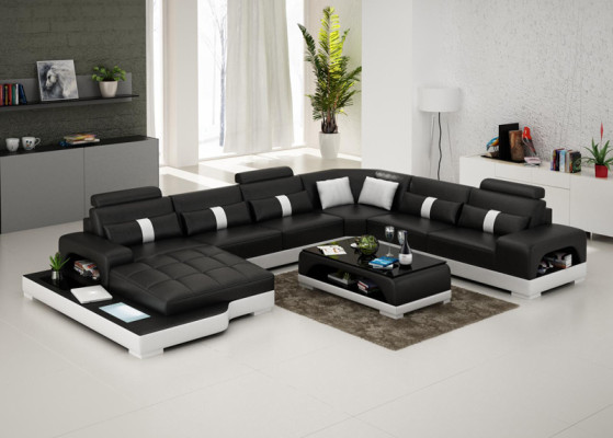 Leather sofa Couch Living landscape Corner Corner sofa Sofa Modern Design Suite