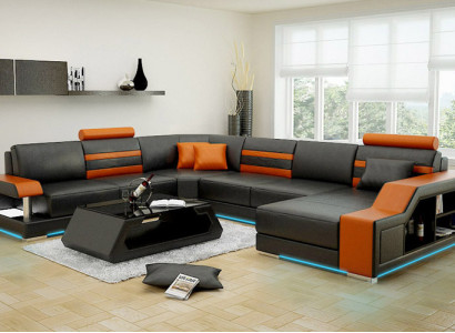 Leather sofa Couch Living landscape Corner sofa Eck Suite Design Modern new Sofa L6016