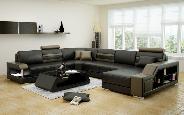 Leather sofa Couch Living landscape Corner sofa Eck Suite Design Modern new Sofa L6016