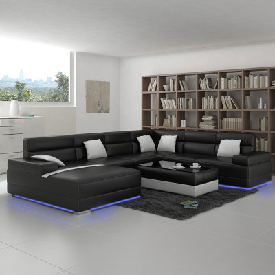 Leather sofa Couch Living landscape Corner sofa Eck Suite Design Modern Sofa F3016 new