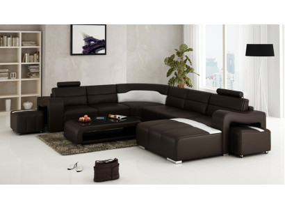 Leather sofa Couch Living landscape Corner sofa Corner Suite Design Modern Sofa