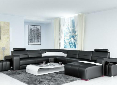 Living landscape Couch Upholstery Corner Suite Designer Leather Sofa Big Sofa new PISA