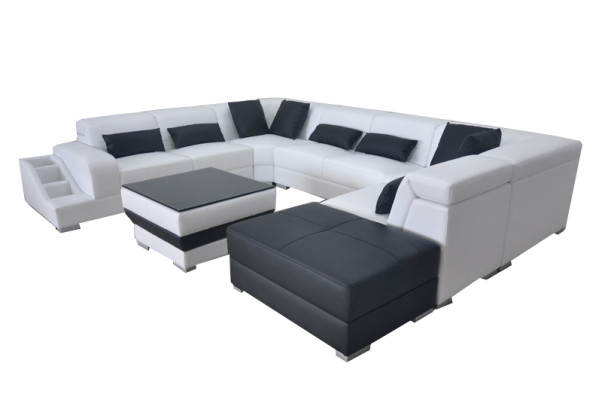 Leather Corner Sofa Corner Living landscape Suite Design Modern Couch U-shape G8008 Sofas