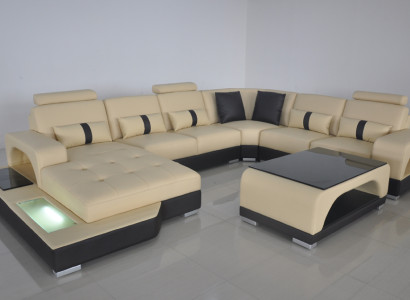 Corner sofa U-shape Couch Textile Black U-shape Living landscape Modern Luxury Couches
