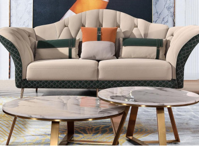 Designer Sets Sofa Couch Upholstery Suite 6pcs. Set of leather coffee tables