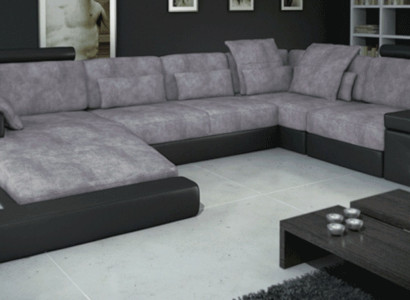 Designer Modern Luxury Textile Sofa U-shape Furniture with Bed Functions gray new