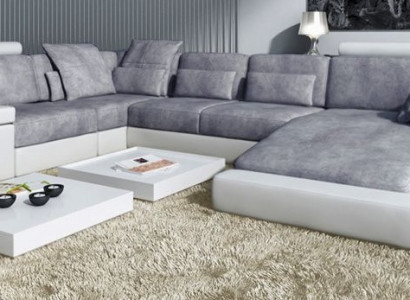 Modern Textile Sofa U-shape Furniture with Bed Functions Storage Space Gray new