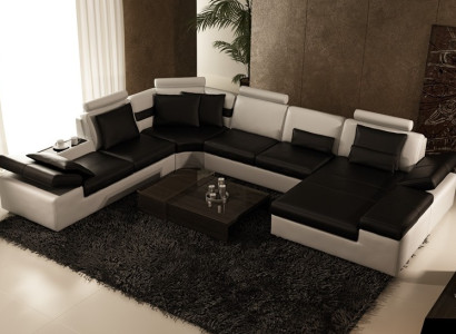 Modern seating area Corner sofa Sofa Upholstery Couch Living landscape Leather Sofa