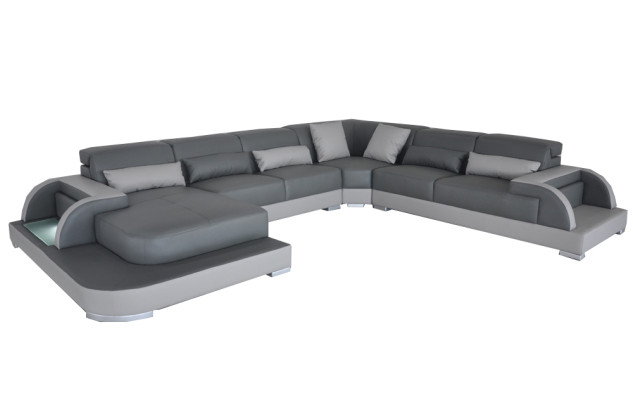 Leather Sofa with USB Living landscape Corner Suite Design Modern Sofas U-shape Couches