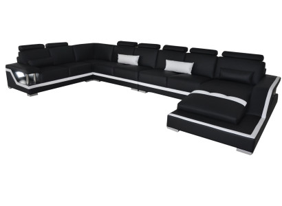 Leather sofa Living landscape Corner Suite Design Sofa U-shape + Chaise with USB L6002