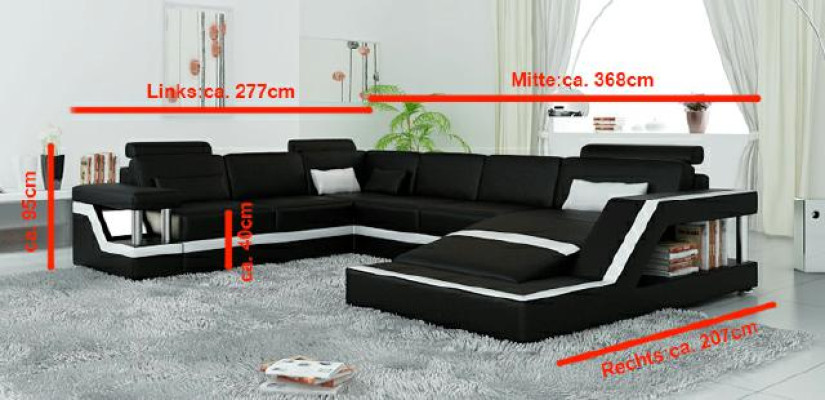 Designer Sofa Corner sofa Living landscape Big Modern leather sofa +USB Patented new