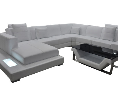 Corner Leather Sofa Couch Upholstery Corner Seat Suite Living landscape Design XXL U-shape