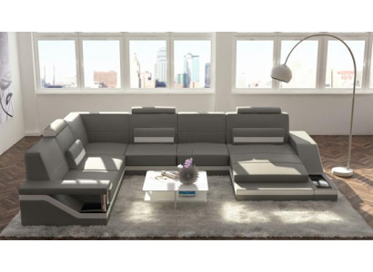 Designer U-shape Couch Corner sofa Upholstery Suite Corner suite Sofa Living landscape