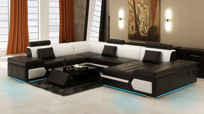 Leather sofa Sofa Couch Living landscape Corner sofa Suite Design Modern Sofa K5013