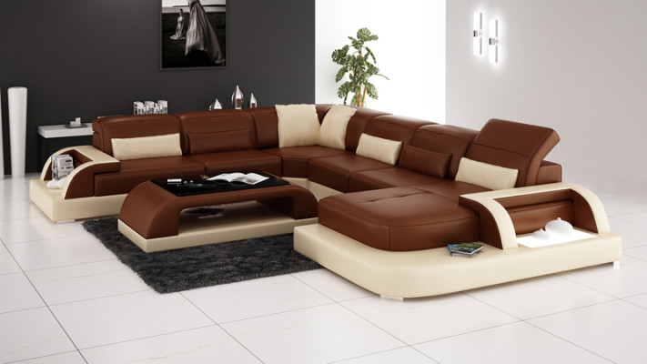 Leather sofa Couch Living landscape Corner sofa Corner Suite Design Modern new Sofa L6012
