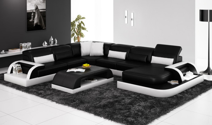 Leather sofa Couch Living landscape Corner sofa Corner Suite Design Modern new Sofa L6012