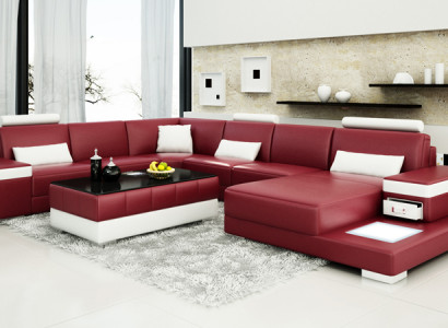 Leather sofa Couch Living landscape Corner sofa Eck Suite Design Modern new Sofa L6013