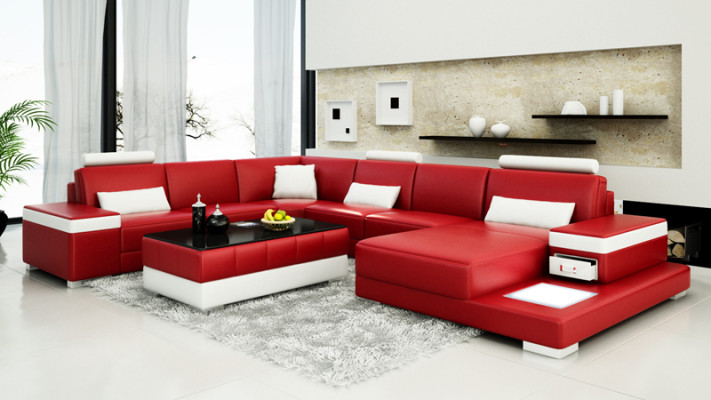 Leather sofa Couch Living landscape Corner sofa Eck Suite Design Modern new Sofa L6013