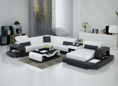 Leather sofa Couch Living landscape Corner sofa Corner Suite Design Modern Sofa G8006