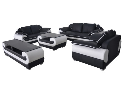 Leather Modern XXL Couch Living landscape Leather Sofa Sofa Suite 3+2+1 D04 + Table