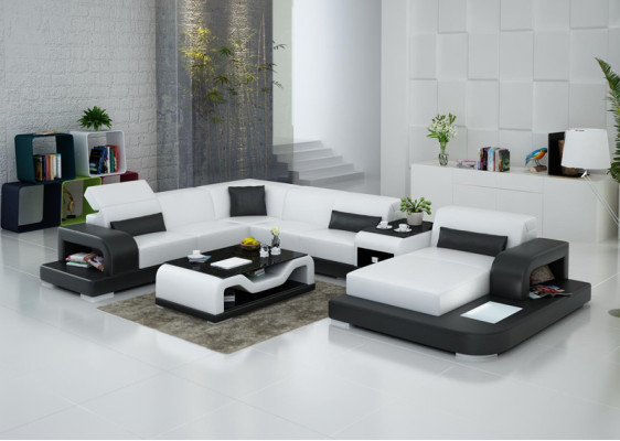 Leather Corner Sofa Corner Living landscape Suite Design Modern Couch Sofas U-shape G8006