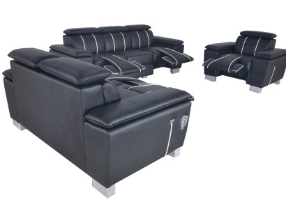 Sofa set leather furniture Couch Design Sofa Upholstery Complete Set 3+2+1 with USB