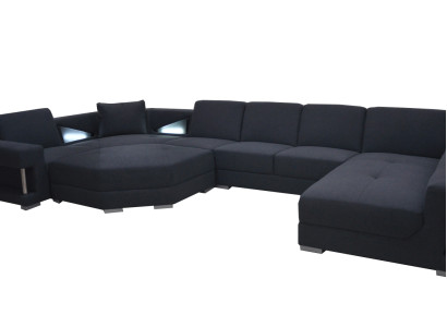 Textile Corner sofa Upholstery Living room Couch Suite Corner suite Sofa Couches + USB