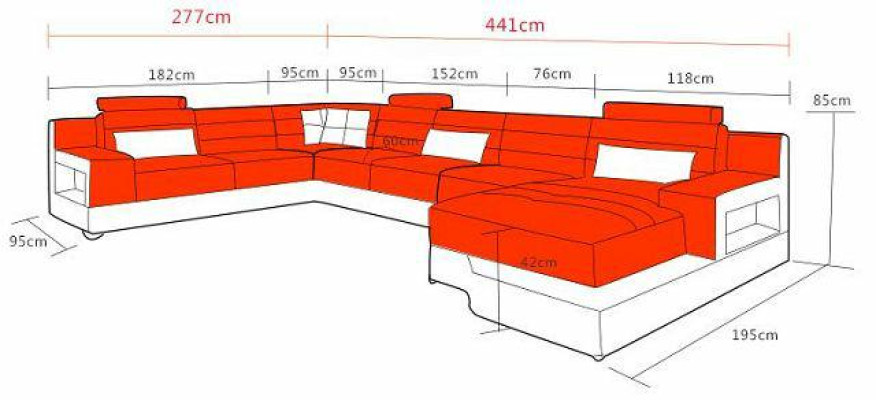 Leather sofa Corner sofa + USB Suite Living landscape Upholstery U-shape Couch Sofa Design