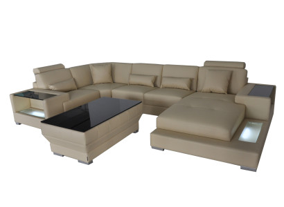 Leather sofa Sofa with USB,Upholstery Corner Corner sofa Living landscape Designer sofa Rodos