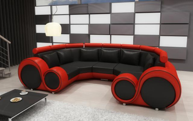 exclusive s Modern leather sofa from Premium Imitation leather with wooden frame
