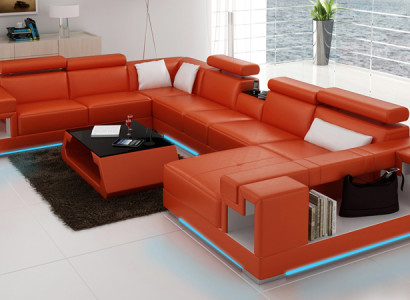 Leather sofa sofa couch living landscape corner sofa corner suite design modern U K5001