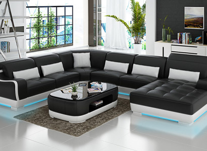 Leather Sofa Upholstery Seat Corner Sofa Suite Living landscape Living room Couch G8025