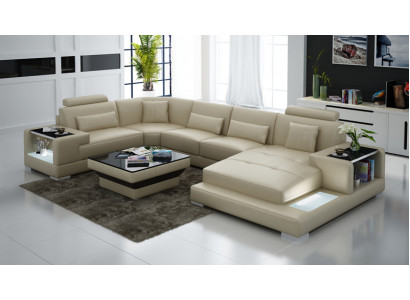 Leather sofa Couch Living landscape Corner sofa Corner Suite Design Modern Sofa G8023