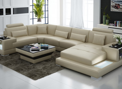 Leather sofa Couch Living landscape Corner sofa Corner Suite Design Modern Sofa G8023