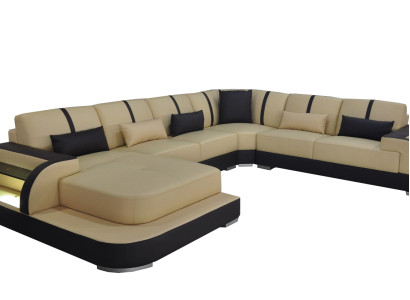 Leather Couch Upholstery Seat Corner Suite Modern Design Sofas Living landscape U-shape