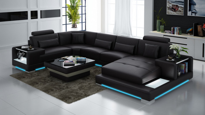 Leather sofa Living landscape Suite Design Modern Corner Sofa U-shape G8023