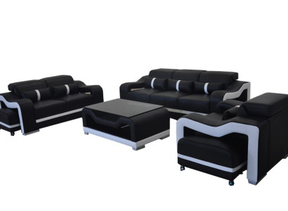 Sofa Leather +USB,Couch Upholstery Suite 3+2+1 Seat Complete Set Sets +Table
