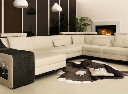 Modern Living landscape Upholstery Corner sofa Sofa Couch Corner Suite Textile Sofas +USB