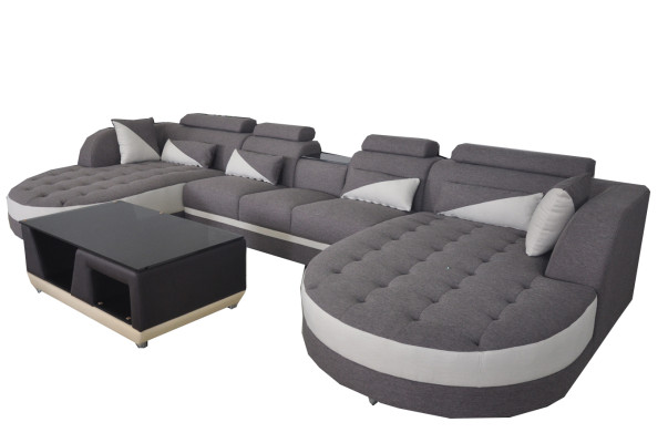 Corner Sofa Upholstery Couch Seat Suite Modern U-shape Living landscape Corner Leather