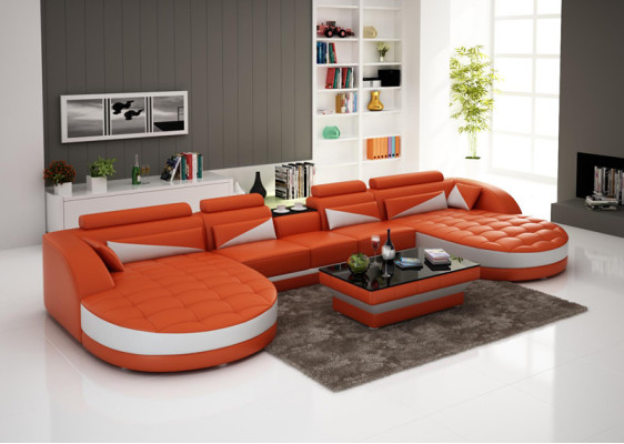 Leather sofa Couch Living landscape Corner sofa Corner Suite Design Modern Sofa G8018D