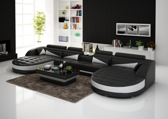 Leather sofa Couch Living landscape Corner sofa Corner Suite Design Modern Sofa G8018D