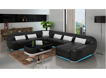 Leather sofa Couch Living landscape Corner sofa Corner Suite Design Modern Sofa G8022