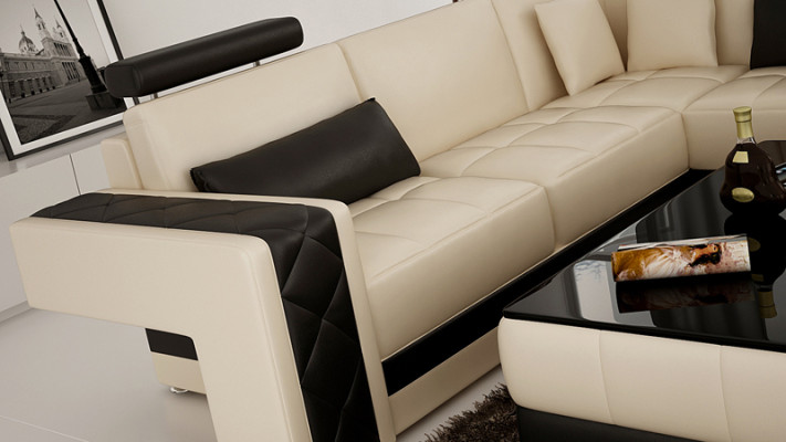 Modern leather sofa couch living landscape corner sofa corner suite decor design