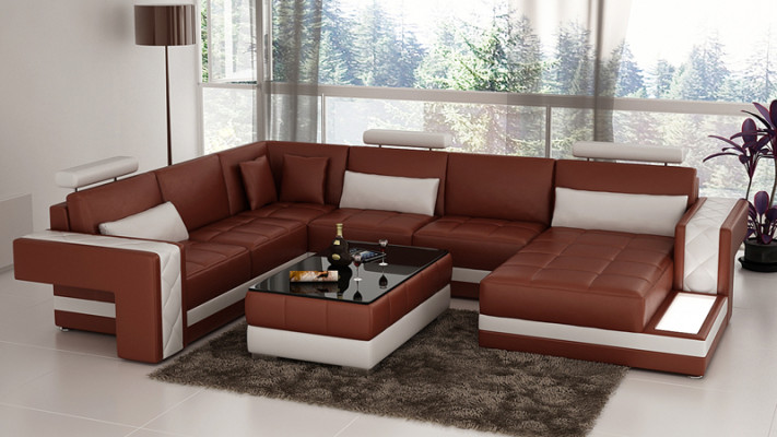Modern leather sofa couch living landscape corner sofa corner suite decor design