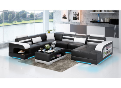 Modern elegance U-shaped corner sofa in exquisite leather design