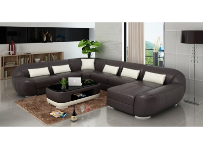 Modern leather sofa Corner sofa Living landscape Seat Upholstery Couch Suite Fellen